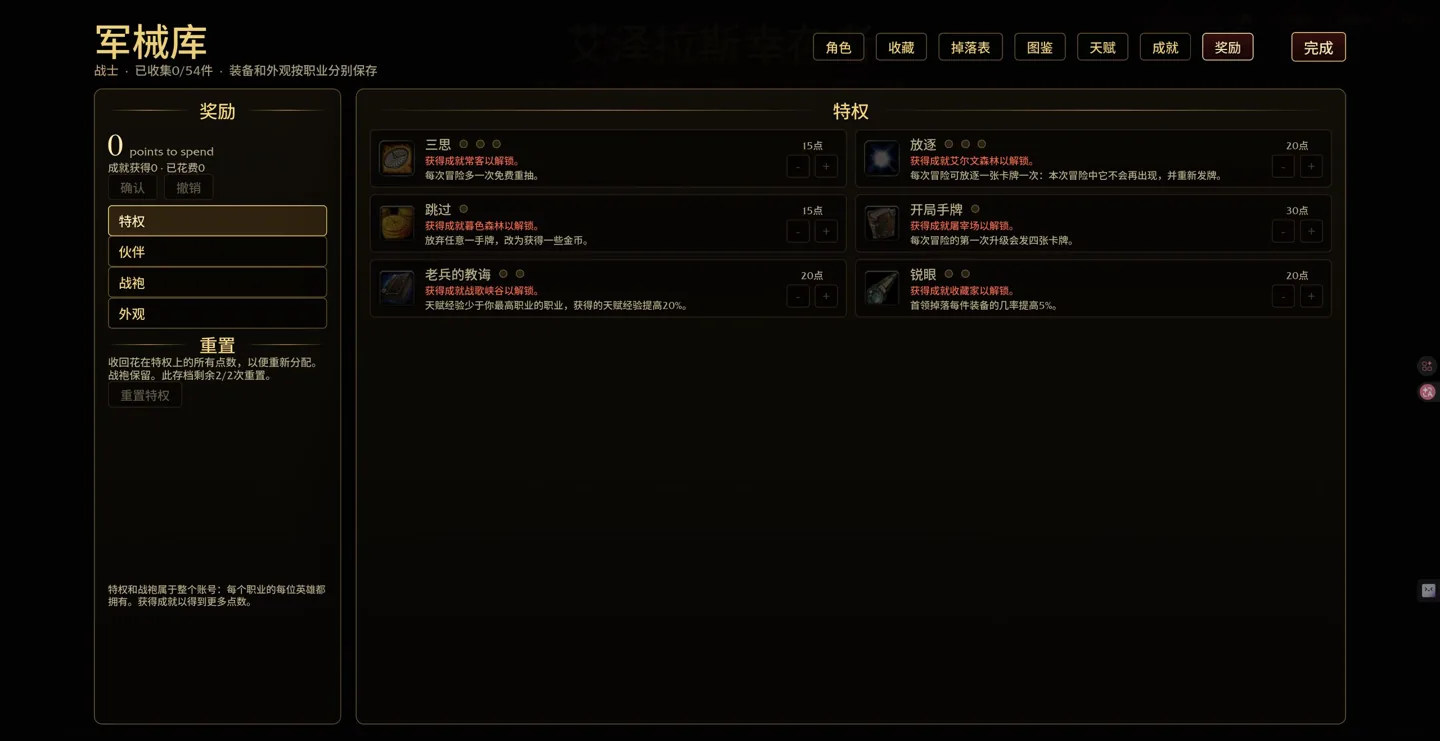 原版奖励特权的初始价格与条件