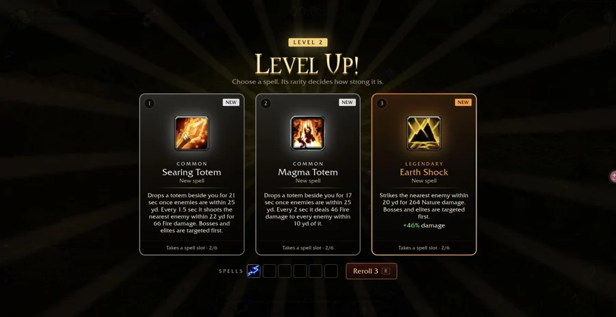 Azeroth Survivors — シャーマンの実際のレベルアップ選択